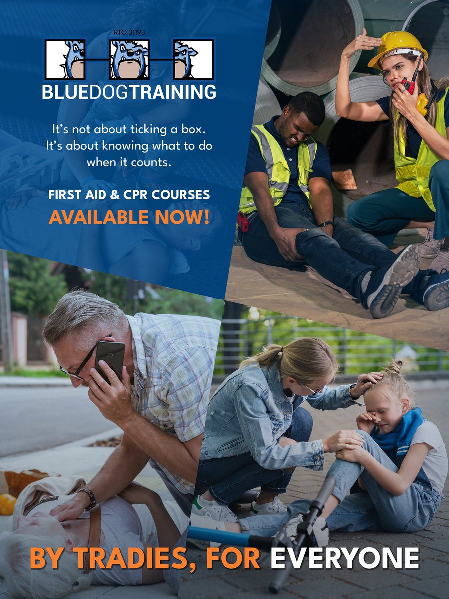 BlueDogTraining's tweet image. Our newest courses aren’t about ticking a box.
They’re about knowing what to do when it counts.
Be ready for the unexpected -&amp;gt; ap1.hubs.ly/y0pnmW0

#BePrepared #FirstAidMatters #BlueDogTraining #ByTradiesForEveryone