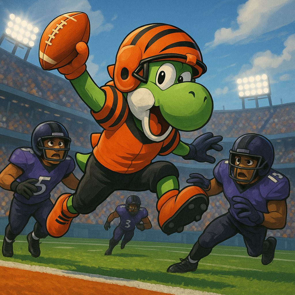 DanShweer's tweet photo. @Bengals @Ravens @AndreiIosivas forget the dog, this guy has the dinosaur in him. https://t.co/EY9NZ9s79Y