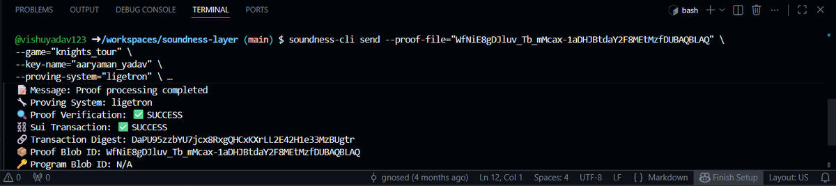 Aaryama57687131's tweet photo. 26 proofs inβ¦ and the energyβs still rising π₯π»
Team Echo π pushing ZK limits one submission at a time πβ‘
Powered by @SoundnessLabs @TheHubKeeper @AWendy12947 β onwards we go π
#SoundnessCLI #TeamEcho #ZKFlow https://t.co/2LWdfmqzAc