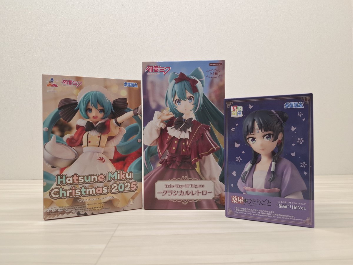 m_t_amuse's tweet image. 万代書店高崎店 プライズ情報 ②

✅#初音ミク Trio-Try-iT Figureークラシカルレトロー

✅#初音ミクシリーズ　Luminasta　“初音ミク”クリスマス2025

✅TVアニメ『#薬屋のひとりごと』　ちょこのせ　 PM フィギュア“猫猫”月精Ver. 

絶賛稼働中✨

#万代高崎