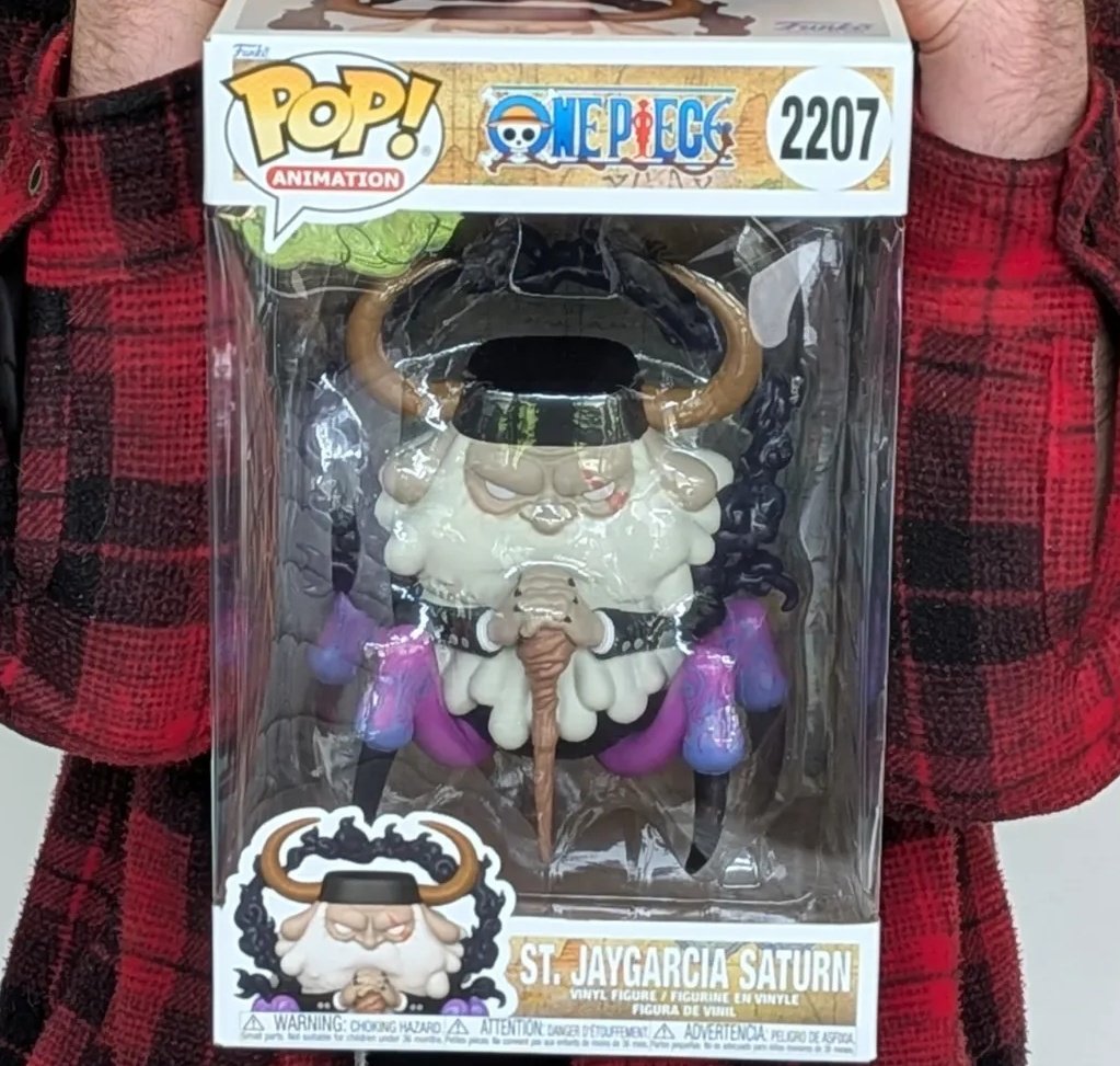 LVFunkoholics's tweet image. In hand look at Funko Pop Jumbo One Piece St. Jaygarcia Saturn.

More info ⬇️ 
ee.toys/8LPZ18

#funko #funkopops #onepiece