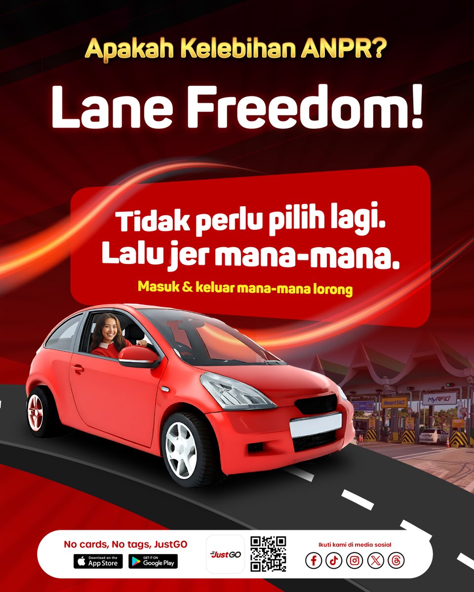 JustGO_Malaysia's tweet photo. Dengan ANPR JustGO, anda tak perlu risau untuk masuk lorong tol tertentu atau tukar lane last minute.
Gunakan JustGO sempena Ujian Rintis Awam Terpilih di:
1.Plaza Tol Hutan Kampung
2. Plaza Tol Alor Setar Utara
3. Plaza Tol Alor Setar Selatan
4. Plaza Tol Pendang
(cont) https://t.co/jwitoXjSHa