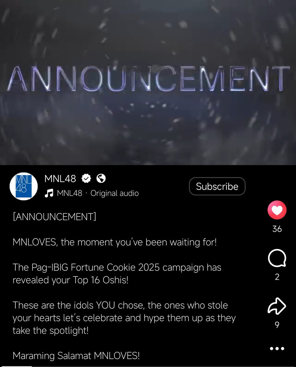 mnl48trends's tweet photo. PFC 2025 SENBATSU ANNOUNCEMENT!

Check MNL48's official Facebook Page to check the announcement for #PagIbigFortuneCookie2025!

See it here: https://t.co/N8Gfyy6oat

#MNL48 ~ @mnl48official https://t.co/78hCH51gam