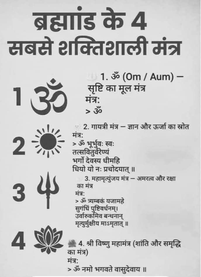सुप्रभात भक्तों 🙏🏻

यह चार अती प्रभावशाली मंत्र अपने फोन में सेव करके रख लो 🔥