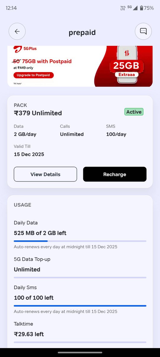 Chandandr1996's tweet photo. @airtelindia @Airtel_Presence even though I have 5g unlimited data with 5g coverage why it's still decreasing from my 4g data https://t.co/eJN6KJDzE8