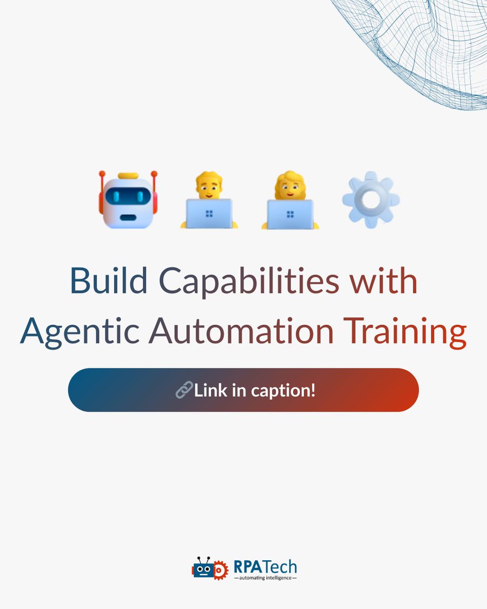RPATech_In's tweet image. Swipe through to see why closing this skills gap leads to:
 ✔️ Faster project delivery
 ✔️ Fewer errors
 ✔️ Scalable automation outcomes

Upskill your team with our Agentic Automation Training - rpatech.ai/agentic-automa…  

#automation #training