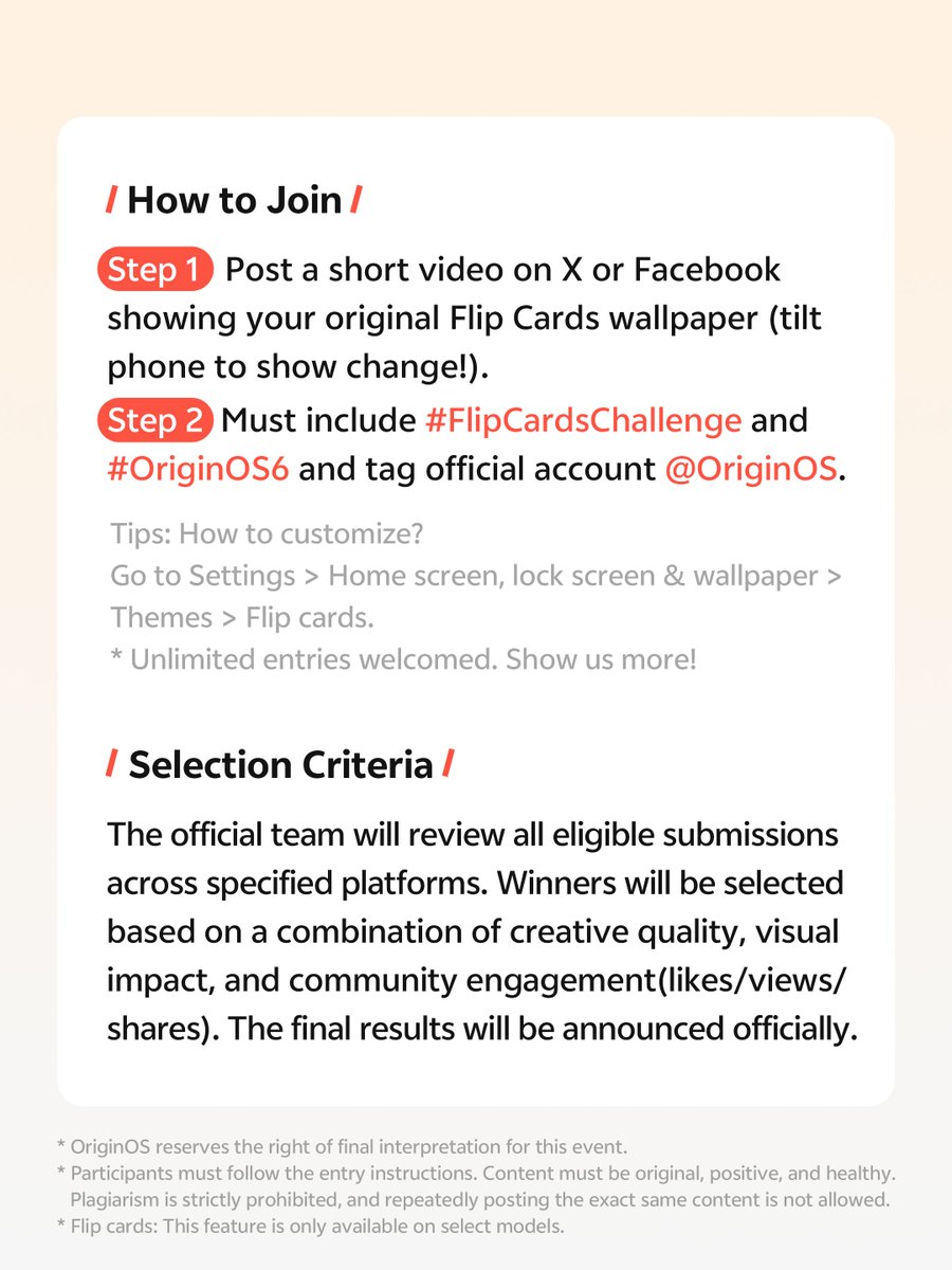 OriginOS_Global's tweet image. Challenge time! Show us your best Flip Cards. Tilt, record, and share to win Amazon Cards! Are you ready to flip the script? Join the #FlipCardsChallenge today! 👇#OriginOS6 #FlipCardsChallenge