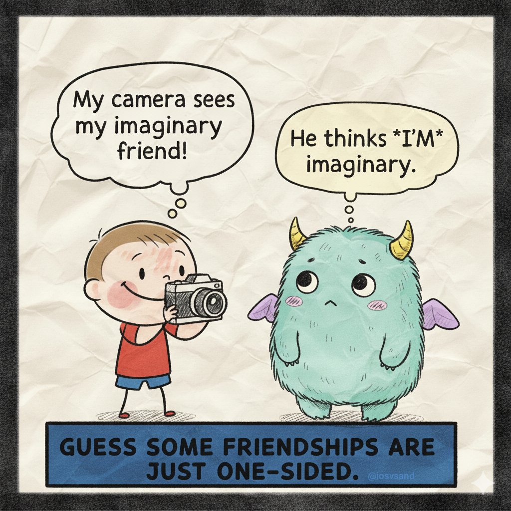 iosvsand's tweet image. Some friendships are just built different... or maybe just one-sided! 😂👻 Who else has an &quot;imaginary&quot; friend their camera sees? #ImaginaryFriend  #HiddenDemons