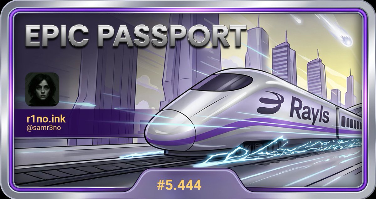 samr3no's tweet photo. The @RaylsLabs manifesto just went live. The early passports are disappearing fast! Get yours before the train leaves the station.
#5.444!
https://t.co/KGlsGswe0t https://t.co/n3bHHh2n7b