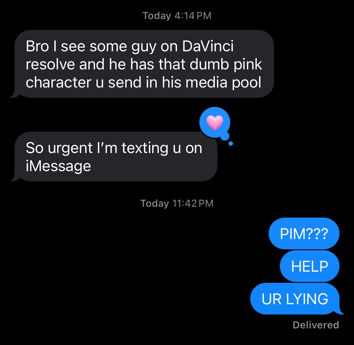 therealchimkin's tweet image. awesome text i got rn from my friend #smilingfriends #pimpimling