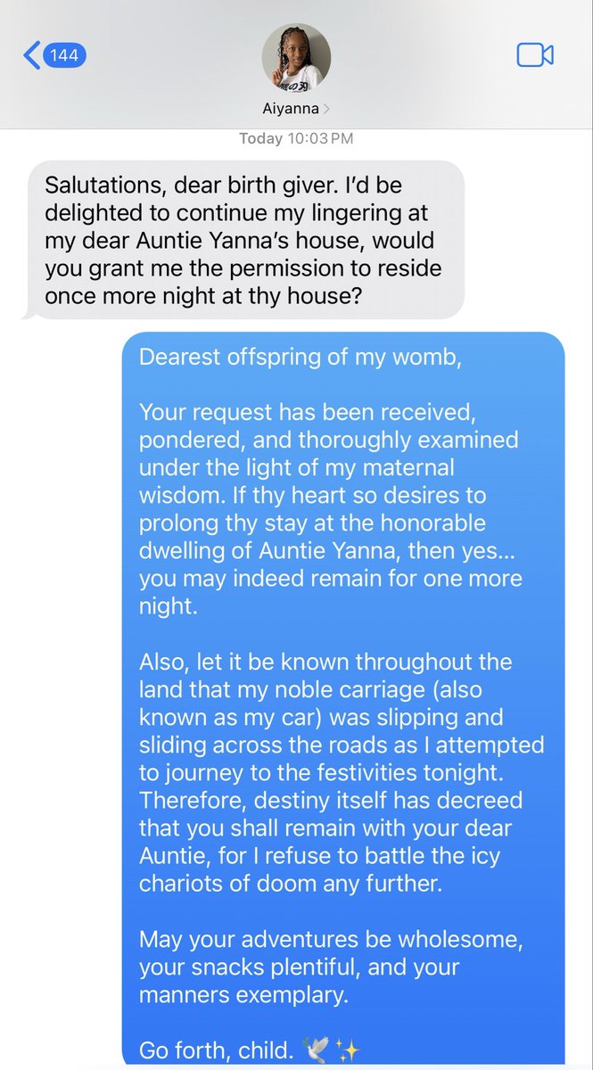 Why would she ever text me this? 🤣🤣
“Dear birth giver” 💀💀