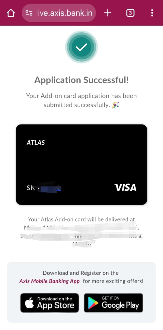 CatchMeAbhiOrb's tweet image. 🚨 ATLAS ADD-ON UPDATE &amp;amp; IT’S FINALLY LIVE 🚨

After last few days of “production checks” 😂😂and all that usual Axis backend jazz, the Add-On Card feature has officially gone LIVE and guess what?

I just applied TWO add-on ATLAS cards in under 60 seconds each.
No RM. No branch.…