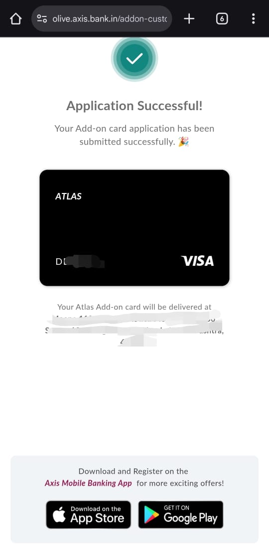 CatchMeAbhiOrb's tweet image. 🚨 ATLAS ADD-ON UPDATE &amp;amp; IT’S FINALLY LIVE 🚨

After last few days of “production checks” 😂😂and all that usual Axis backend jazz, the Add-On Card feature has officially gone LIVE and guess what?

I just applied TWO add-on ATLAS cards in under 60 seconds each.
No RM. No branch.…