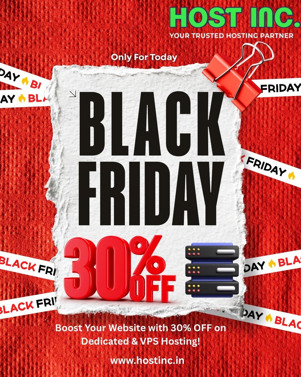 im_Hostinc's tweet image. Upgrade your website performance with 30% OFF on Dedicated &amp;amp; VPS Hosting — only for today! 🔥

Don’t miss it — grab your hosting now! 💻⚡

#BlackFridaySale #BlackFriday2025 #HostingOffer #DedicatedServer #VPSHosting #WebHostingDeals #HostInc #LimitedTimeOffer #WebsiteHosting 🔥