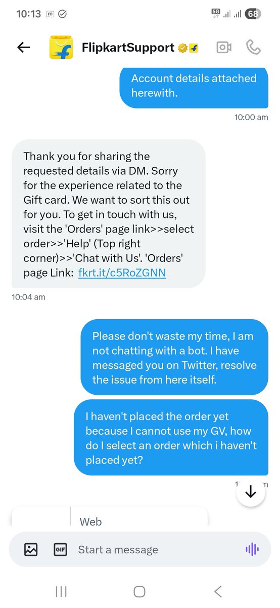 paresh083's tweet photo. @flipkartsupport Account details shared via DM as requested and then this is the response I get?

How do I chat with you by selecting the order which I haven't yet placed for which I need your help?

On top of that you ask me to rate you - are you guys plain STU**D?

#KalyanKrishnamurthy https://t.co/hwqpez0xkF