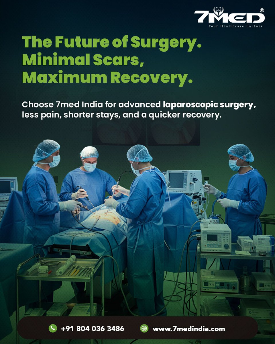7medIndia's tweet image. The Future of Surgery is here: Minimal Scars, Maximum Recovery.

Choose 7Med India for advanced laparoscopic surgery. Experience less pain, shorter hospital stays, and a quicker recovery.

Call: +91 7718771888
Visit: 7medindia.com

 #Laparoscopy  #QuickRecovery