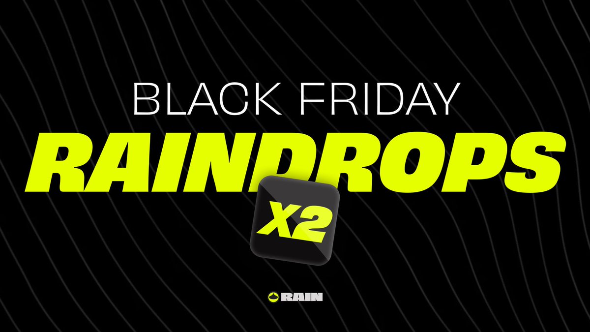 Rain__Protocol's tweet image. Black (and a bit yellow) Friday just hit Rain.

For the next 24 hours, every #Raindrop earned in the Pre‑Season Beta counts twice.

Deposit funds - doubled.
Create a market - doubled.
Trade, add liquidity, invite a friend who deposits $5+ - doubled.
Even following us on X -…