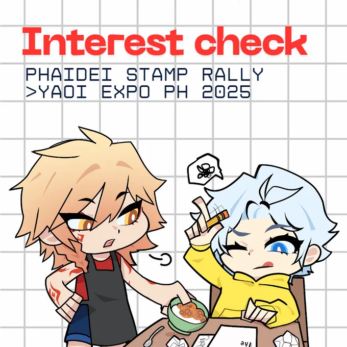 ☀️🍷#Phaidei Stamp Rally Interest check! Please help us figure out how many prizes we should prepare this Yaoi Expo PH 2025 😚♥️ form below ↓↓
#YaoiExpo2025 #yx2025 #YaoiExpoPH 