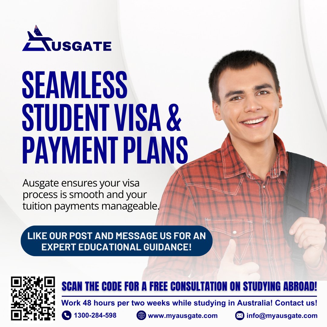 Aus_Gate's tweet image. Start strong with Ausgate from course guidance to visa approval and enjoy the benefit of partner universities offering installment payment plans.
Schedule your free consultation today:   
calendly.com/info-ausgate   
#studyinaustralia #australiastudyvisa #australiavisa #studentvisa