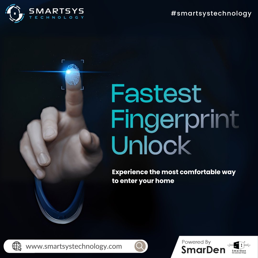 smartsystech_'s tweet image. Experience instant access with the fastest fingerprint unlock technology.
Smart, seamless, and secure — powered by SmarDen. 🔒✨

#SmartSysTechnology #SmartLock #HomeAutomation #TechInnovation #SmartenYourHome