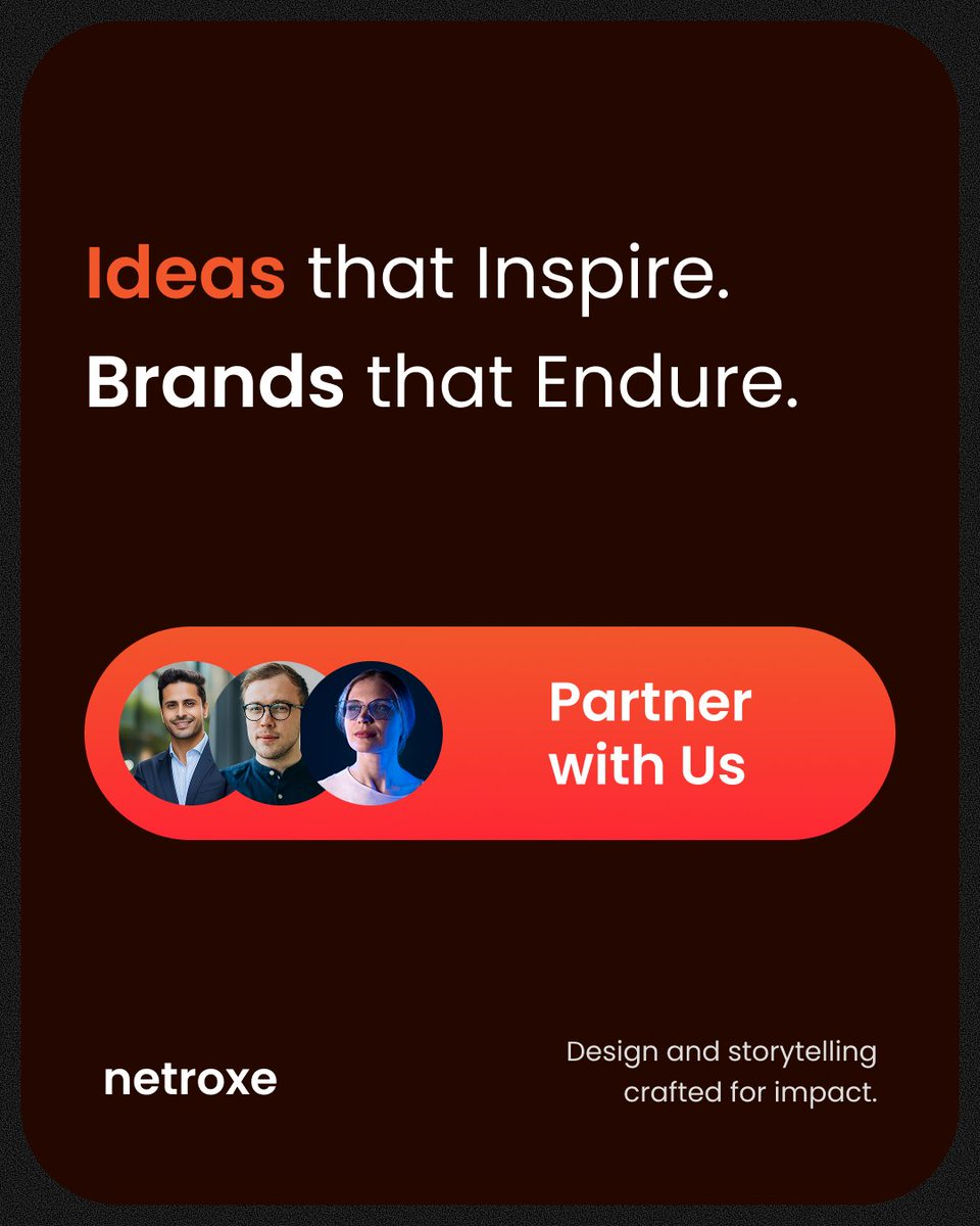 Netroxe's tweet image. Ideas spark change. Brands build trust.

At Netroxe, we turn purpose-driven ideas into design and strategy that help businesses grow.

Let’s build a brand that inspires and endures.

🌐 netroxe.com
📩 mail@netroxe.com

#Netroxe #ITSolution #brandstrategy