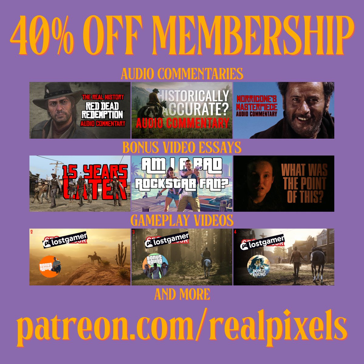 Have you ever wanted to own a piece of Real Pixels merch? Well, you can anyway!

Use the code 𝐁𝐋𝐀𝐂𝐊𝐅𝐑𝐈𝐃𝐀𝐘𝟐𝟓 for 40% off your entire order at realpixels.store

You can also get 40% off your first month of Patreon membership at patreon.com/realpixels!