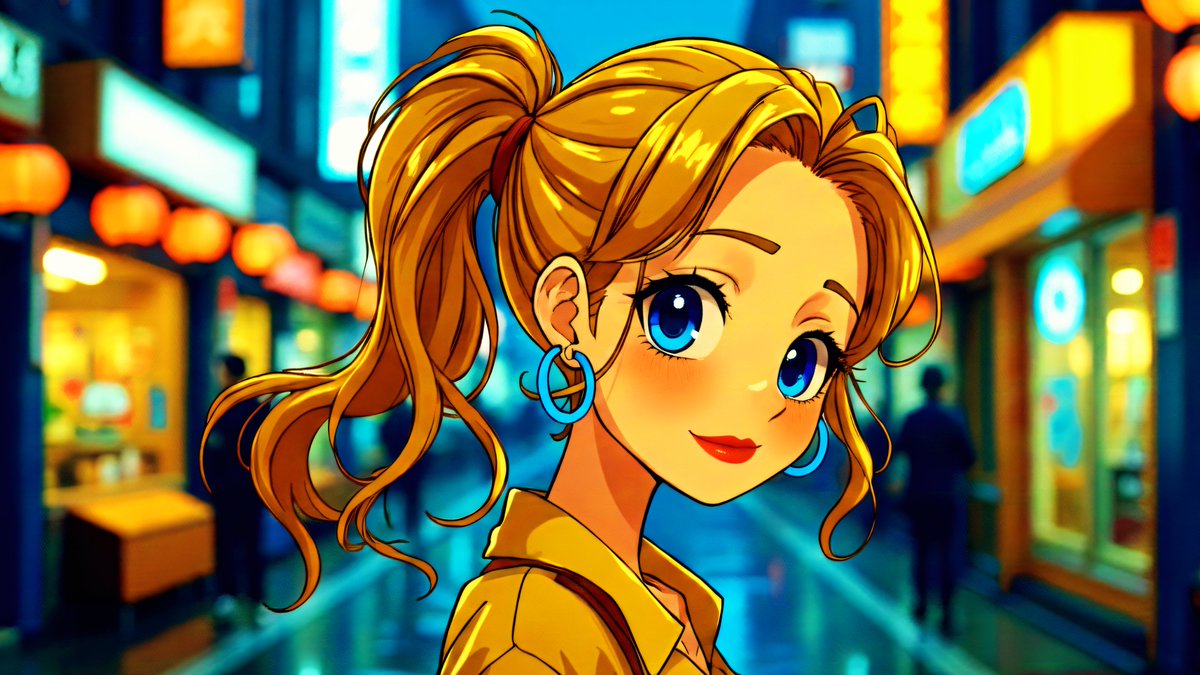 Lantern Lights &amp; Blue-Eyed Nights
"When the world slows down and her eyes keep shining.”
#AIart #aiartist #popart #digitalarts #DigitalArtist