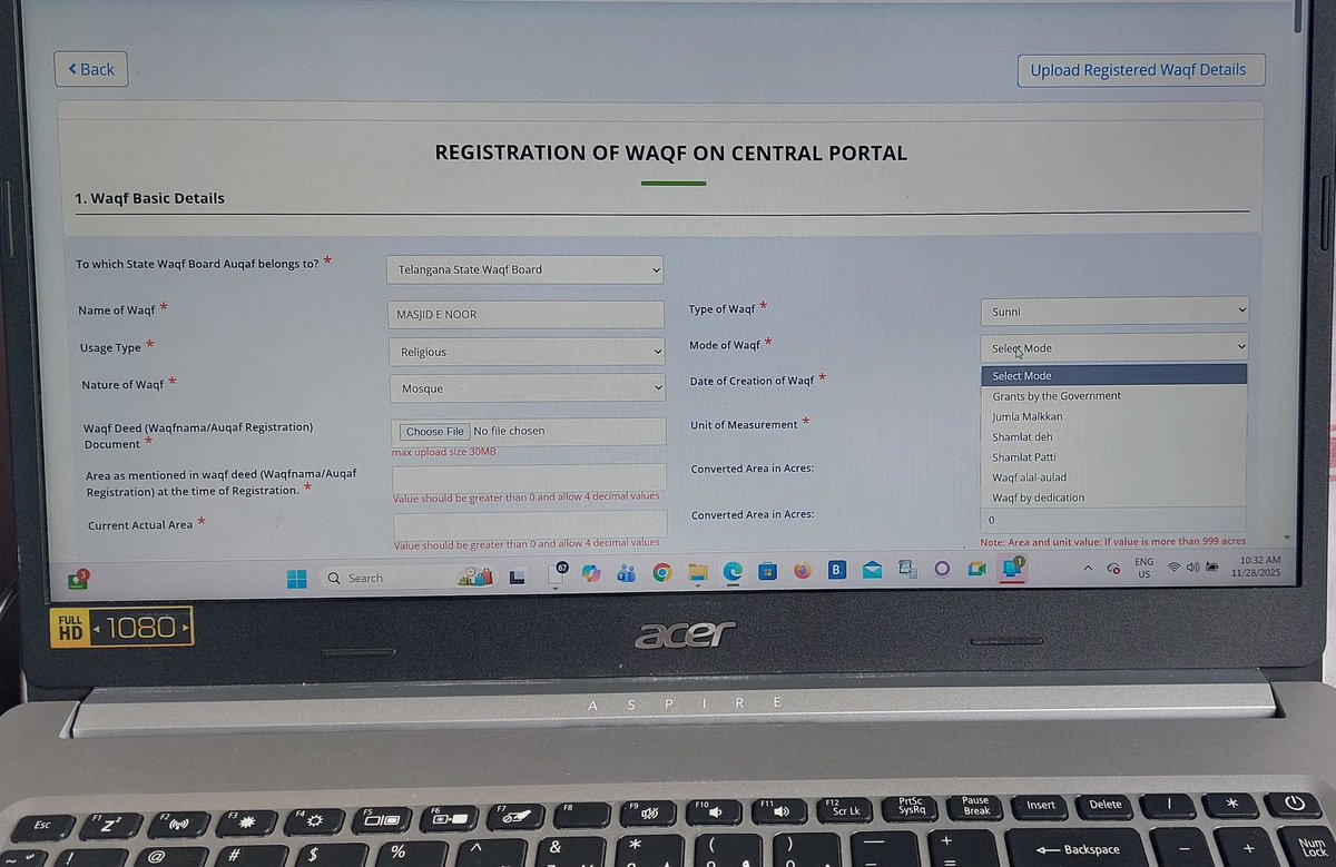 ehteshamba's tweet image. @MOMAIndia
@asadowaisi
@AIMPLB_Official
Waqf by user&quot; option isn&apos;t being reflecting on the UMEED Portal.
UMEEDPortal Support: The &apos;Waqf by user&apos; option isn&apos;t reflecting  on the portal. Could you please resolve this issue #UMEEDPortal #TechSupport #WaqfIssue&quot;