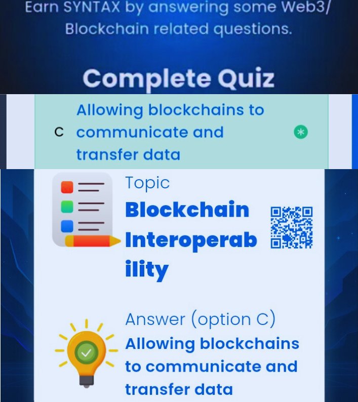 MissyOgo's tweet image. Syntax Verse📍 Daily /General Quiz For Today.
Date: 28/11/2025 

 Daily Quiz📌
📍Answer: 👉  Option  C 

⭐️Reward:  20 $SYN  
#syntax