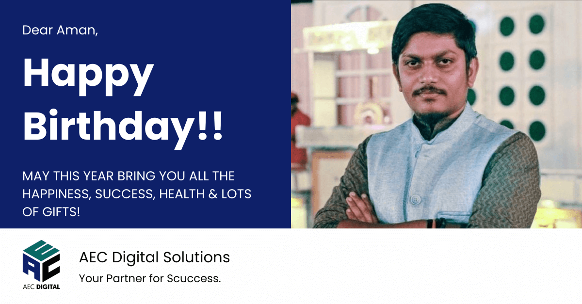 AEC_Digital_Sol's tweet photo. 🎉 Happy Birthday, Aman! 📷Your dedication and talent inspire us every day. Wishing you a year full of success, health, and happiness! 📷 #EmployeeAppreciation #BirthdayCelebration #AECDigitalSolutions https://t.co/7VUkhy3w4q