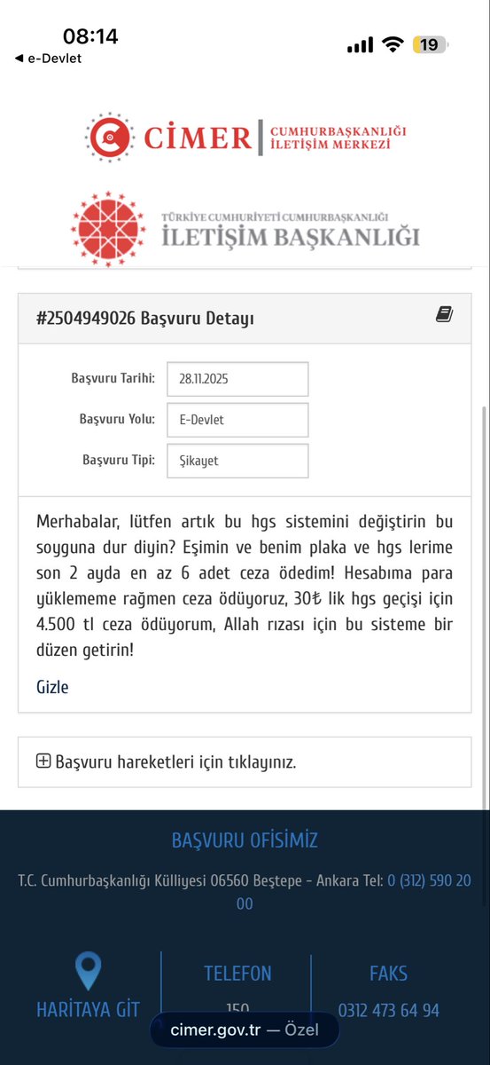 Lütfen hgs mağdurları cimer e şikayet edelim! Bu soyguna bir dur diyelim! #hgs #ceza #soygun #ulastırma #bakanlık #cimer #bestepe #HGS2025 <a href="/UABakanligi/">T.C. Ulaştırma ve Altyapı Bakanlığı</a> <a href="/tcbestepe/">T.C. Cumhurbaşkanlığı</a>