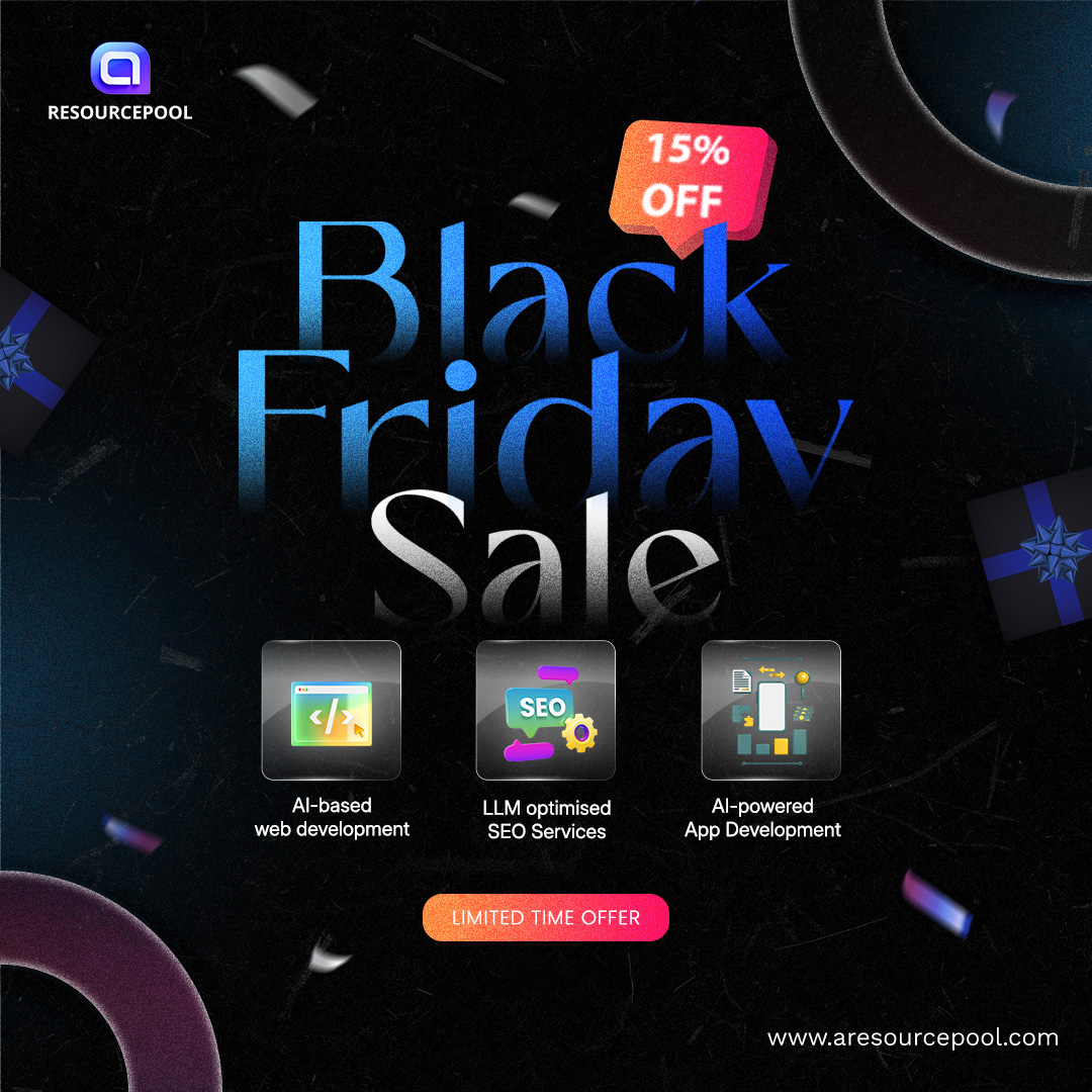 aresourcepool's tweet image. Black Friday deal is live now! 🚀 Grab 15% OFF on AI-based web development, LLM-optimised SEO, and AI-powered app development. Hurry up—Aresourcepool’s limited-time offer won’t last long.

#Aresourcepool #BlackFridaySale #AIWebDevelopment #LLMSEO #AppDevelopment