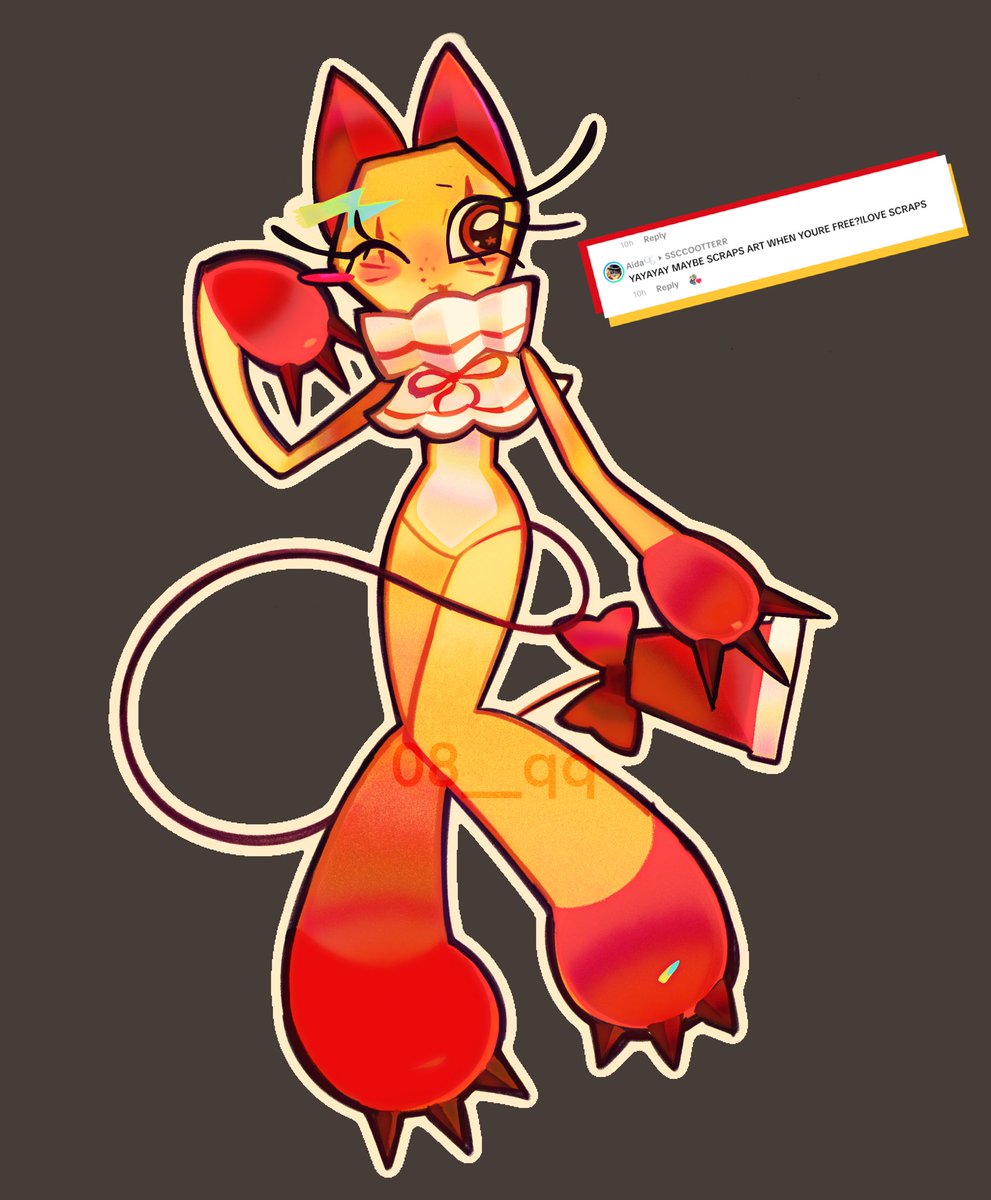 08__qq's tweet image. OOMF requested Tisha so I used that as an opportunity to draw bribris scraps and it’s so freakin cute 🥺
#dandysworld #scraps