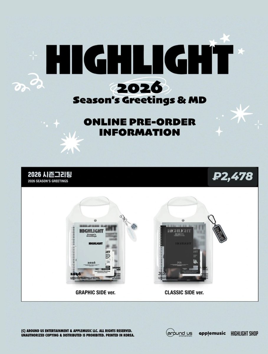 hlxlight's tweet image. RT PLZ
#HighlightSG2026

PH G.O (pre-order) 
✨HIGHLIGHT Season’s Greetings 2026

⛅️ Price attached to photo below
⛅️ DOO: 28/11 - 2/12
⛅️ PAYO
⛅️ FETA

💫 fill out the form to order 
🔗forms.gle/ceLxsn79c2PVkt…

wts lfb ph 
#하이라이트 #윤두준 #양요섭 #이기광 #손동운
