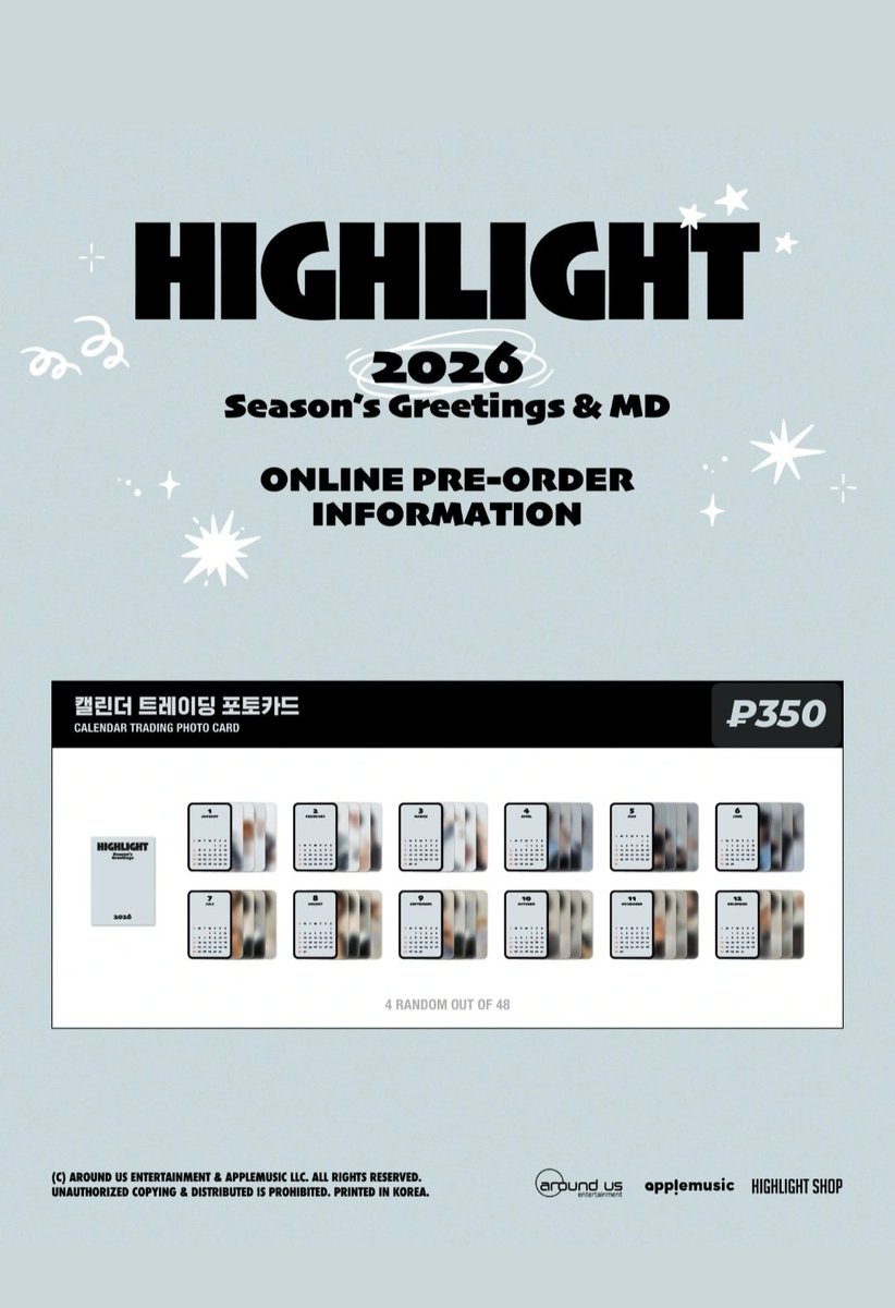 hlxlight's tweet image. RT PLZ
#HighlightSG2026

PH G.O (pre-order) 
✨HIGHLIGHT Season’s Greetings 2026

⛅️ Price attached to photo below
⛅️ DOO: 28/11 - 2/12
⛅️ PAYO
⛅️ FETA

💫 fill out the form to order 
🔗forms.gle/ceLxsn79c2PVkt…

wts lfb ph 
#하이라이트 #윤두준 #양요섭 #이기광 #손동운