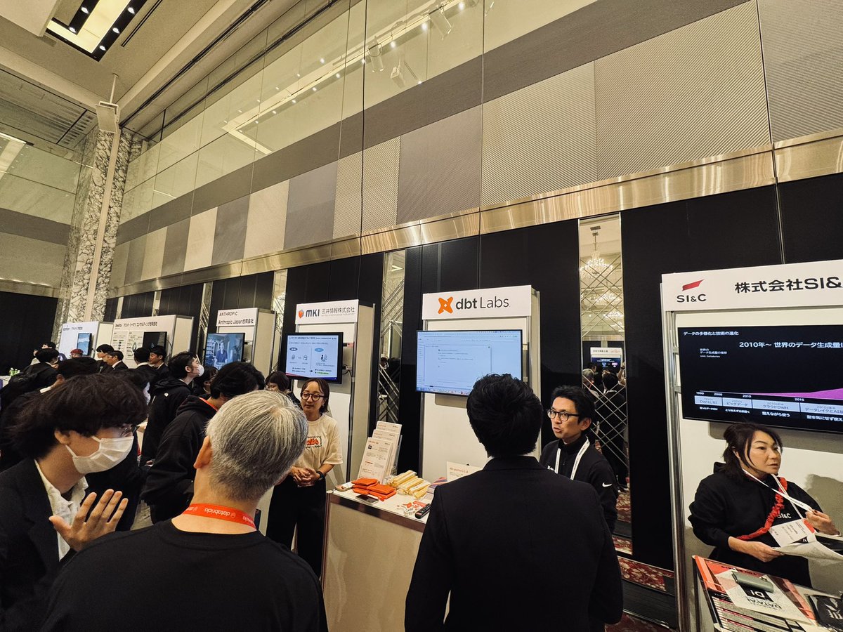 toshihue's tweet image. Databricks Data+AI World Tourでdbtのブースをやってまーす。Fivetranも盛況です
