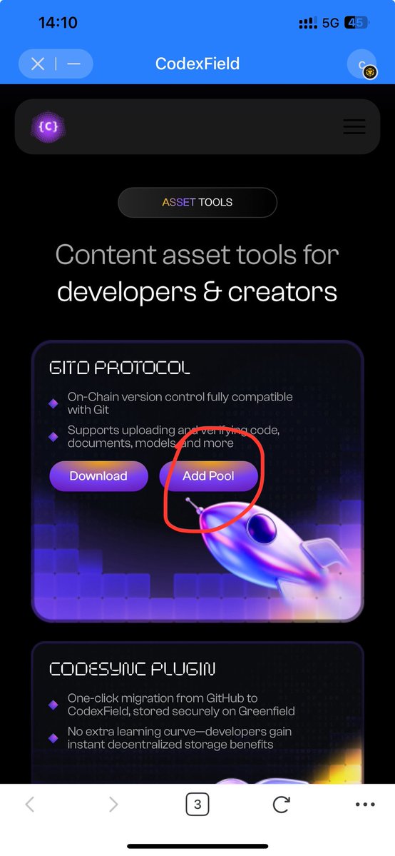 A6553240544543's tweet image. How to get codex tokens? Just enter the official website of Codexfield, click add pool, link the wallet, select codexforge, and enter the invitation code: k5tzZNuQ to participate in codex coinage.
#codexfield