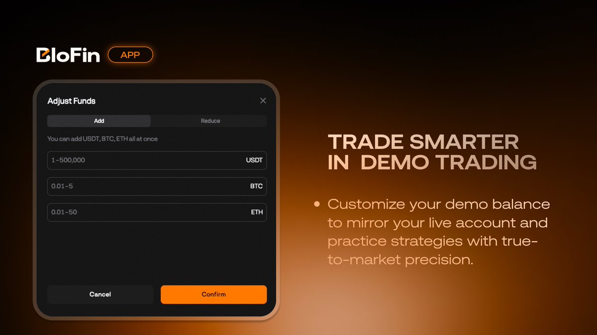 BloFin_Official's tweet image. Today&apos;s #BloFinBuild update brings customizable balances in Demo Trading 🫡

Mirror your live account and perfect your trading strategies in a risk-free environment.

Try it today ⬇️
blofin.com/futures/BTC-US…