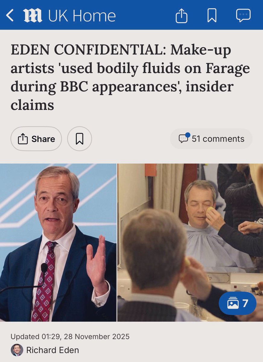 🚨🇬🇧 BBC MAKE-UP ARTISTS ‘USED BODILY FLUIDS’ ON FARAGE’S FACE

A shocking revelation from BBC presenter Lisa Hilton has exposed what insiders claim was deliberate sabotage against Nigel Farage during his BBC appearances – including make-up brushes allegedly contaminated with