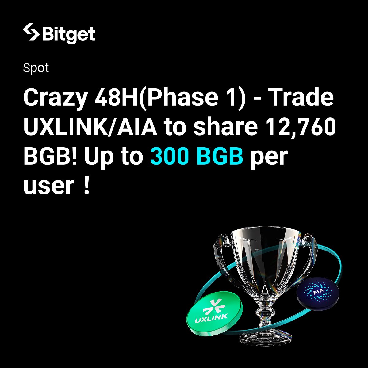 BitgetPL's tweet image. 🚀 Szalone 48H (Faza 1)!

🪙 Handluj UXLINK &amp;amp; AIA i zgarnij kawałek z 12,760 BGB!

🏆 Łącznie 700 zwycięzców!
💰 Do zdobycia nawet 300 BGB na osobę!

🗓️ Czas trwania: do 29 listopada, 17:00 (CET).

⏰ Działaj szybko: bitget.com/pl/launchhub/t…