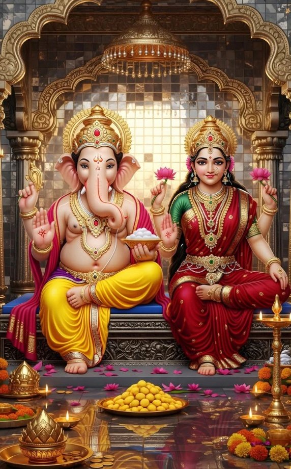 SJT1200's tweet image. जो माँ लक्ष्मी के चरणों में सिर झुकाए,
उसके भाग्य के दरवाज़े हमेशा खुले मिल जाएँ

और जो विघ्नहर्ता गणेश जी को स्मरण करे,
उसके जीवन का हर काँटा फूल बनकर खिल जाए…!!

माँ लक्ष्मी वर दें सौभाग्य, धन और उजाला,
बप्पा बरसाएँ शांति, प्रेम और मंगलता…!!