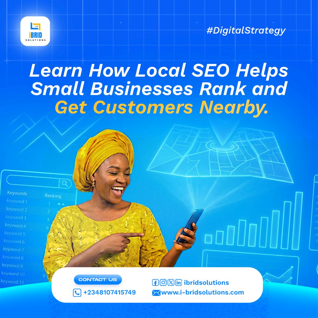 ibrid_solutions's tweet image. Are nearby customers missing your business? Stop losing sales to competitors! Our Digital Strategy will show you exactly how Local SEO helps you rank higher and get found by the people who need you most.
#SEOtips #LocalMarketing #BusinessGrowth #DigitalSolutions #iBridSolutions