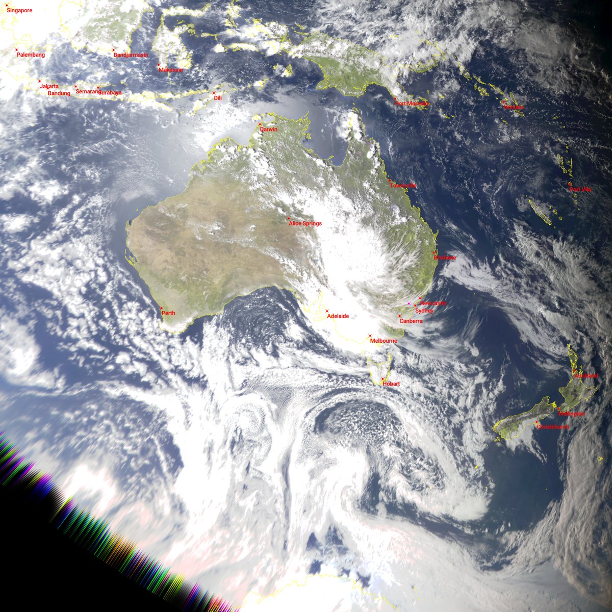BenSKlerk1's tweet image. #ElektroL4 (3:42UTC &amp;amp; 6:42UTC) 2:42pm, 5:42pm 28 Nov AEDT
#Satdump, #DiscoveryDish, #Airspy mini
#weather #LRIT #Satellite #Australia #NewZealand #Globe #Earth