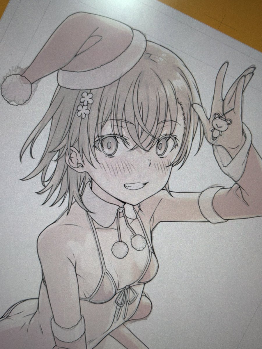 線画終わり、笑顔になった