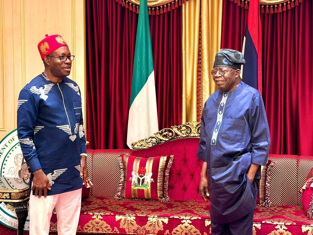 CCSoludo's tweet image. Yesterday, I paid a courtesy visit to my dear friend and brother of over 22 years, His Excellency President Bola Ahmed Tinubu, GCFR, at the State House, Abuja.

Mr. President received me with his usual warmth, big smile, and open arms. He again personally congratulated me on the…