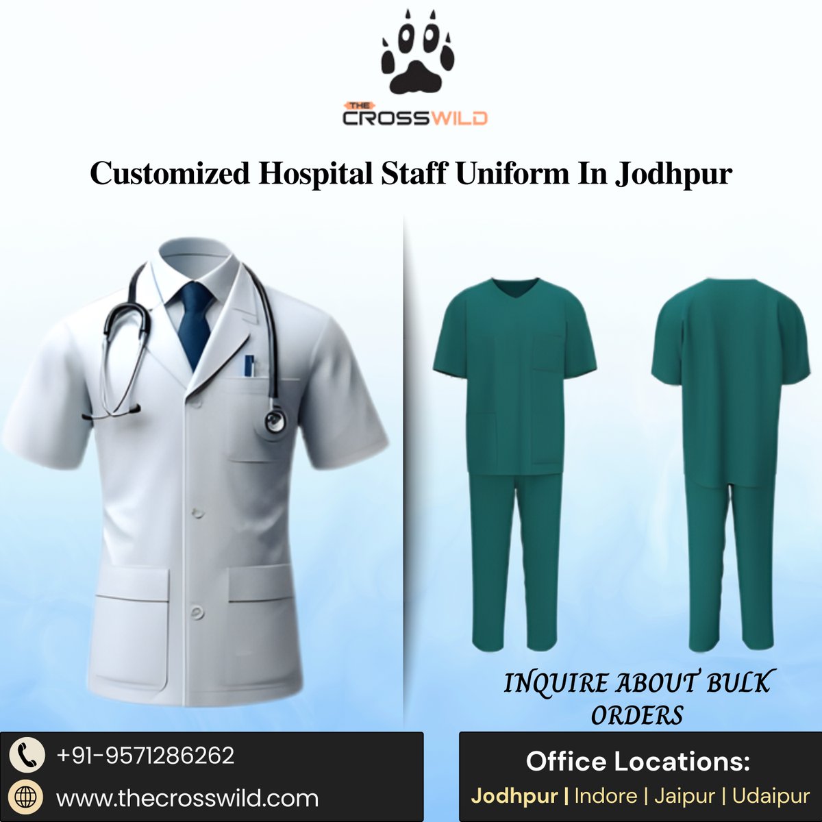 thecrosswild's tweet photo. The CrossWild can help you select and create the perfect hospital staff uniform that is functional, comfortable, and enhances the hospital environment.

Online bulk orders: https://t.co/Pd8eVJ4Gxt

#customuniforms #jodhpur #hospitals https://t.co/pyoNiIBpTY