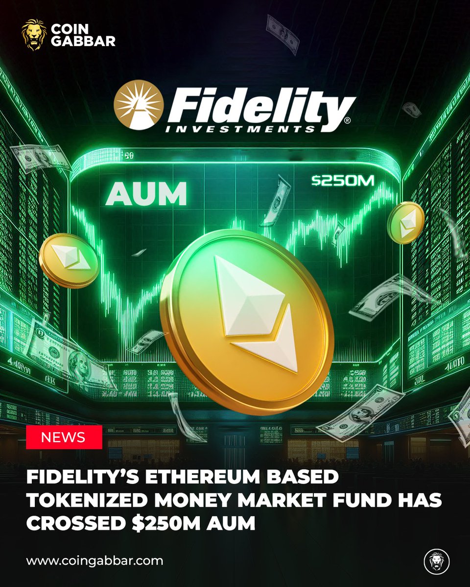 coin_gabbar_'s tweet image. Fidelity’s #Ethereum  based tokenized money market fund crosses $250M AUM,  major boost for on-chain finance.

📌Visit Now:- coingabbar.com

#Fidelity #Tokenization #CryptoNews #ETH #DigitalAssets #OnChainFinance #InstitutionalAdoption #CryptoMarket @Fidelity