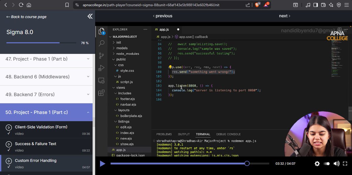 dibyendu2005's tweet image. Day 82 — Project upgrades! 🚀
Added:
✅ Client-side validation
✅ Success &amp;amp; failure messages
✅ Custom error handling
UI + UX both getting cleaner 😎
#100DaysOfCode #WebDev #MERN #Backend
