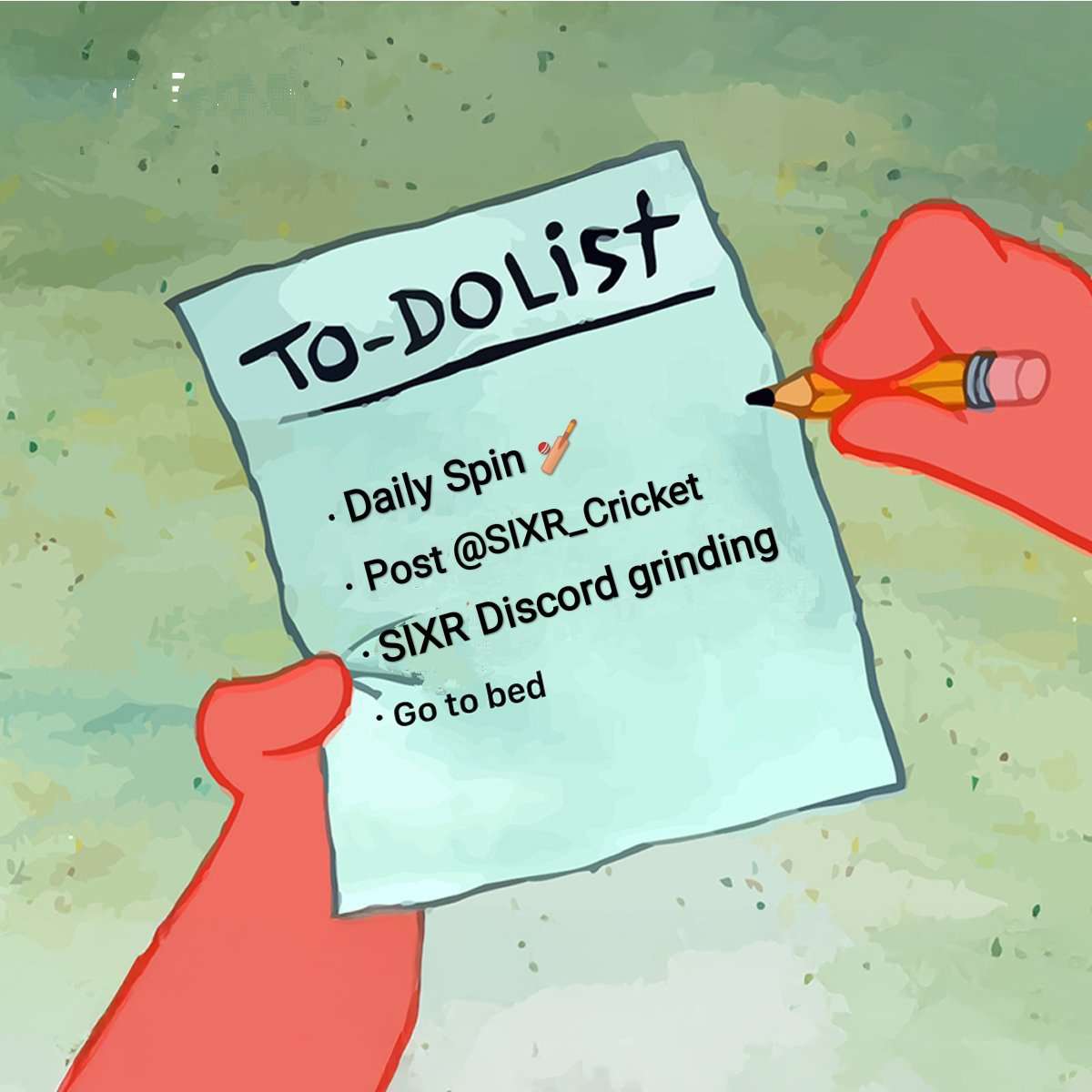 Umarnasir8687's tweet photo. Gm Globe 🌍
#Daily_Routine
_Daily Spin & Task Completion
_Post @SIXR_cricket
_ $SIXR Discord grinding
_ 3²Meal 🍽
_Go to Bed
#FridayVibes https://t.co/JaF1TsBzxh