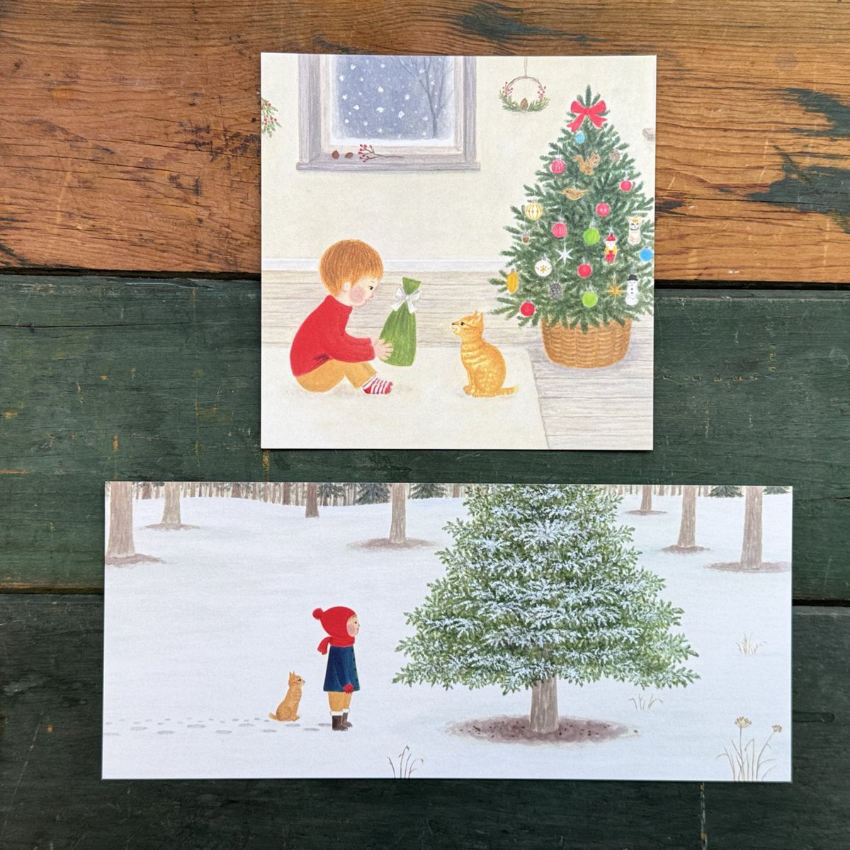 uresica's tweet image. とりごえまりさんのポストカードたくさんあって選ぶのが楽しい。ご自身で作られている定番品と新作に加え、メーカーTriangle限定品と新作、「ゆきのひのさんぽ」大判カード（アリス館）2点が新入荷。お手紙にはもちろん、贈り物に添えたり、壁に飾ったり、自由にお使いください。#とりごえまり